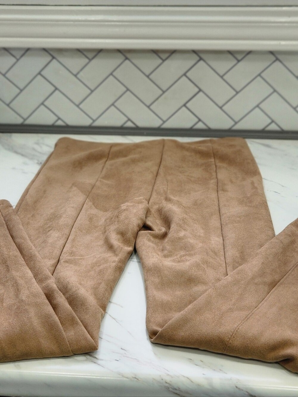 Fashion Nova - Brown Camel colored Suede Pants, Size Small - Good condition